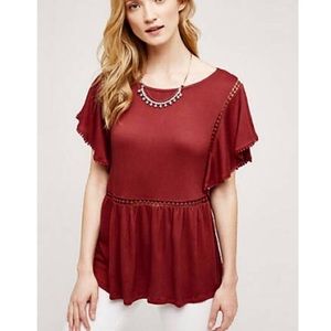 Anthropologie/On the Road Maroon Top